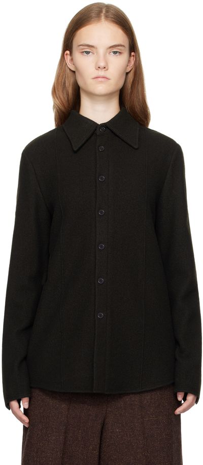 UMBER POSTPAST UMBER POSTPAST Brown Slim Fit Wool Felted Shirt