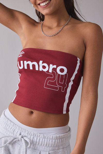 Umbro Umbro UO Exclusive Jersey Tube Top in Red, Women's at Urban Outfitters