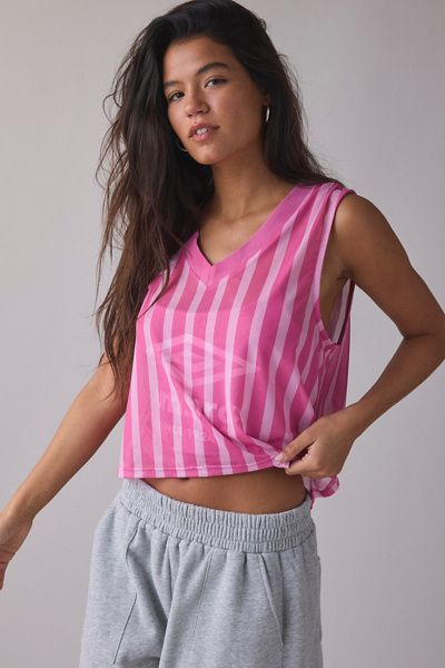 Umbro Umbro UO Exclusive Layered Mesh Jersey Tank Top in Pink, Women's at Urban Outfitters