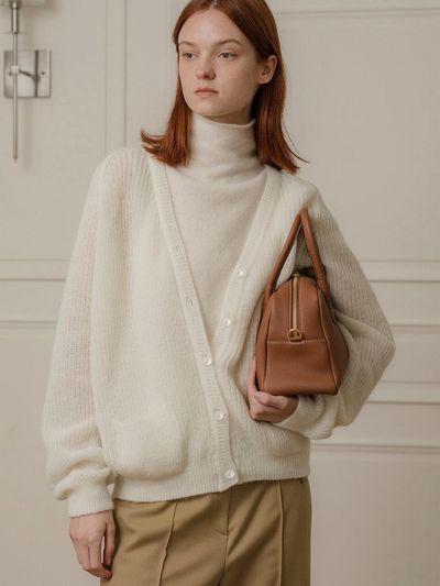 UMER Cozy mohair cardigan (Light Beige)