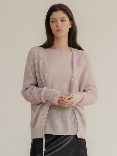 UMER Cozy mohair cardigan (Mild pink)