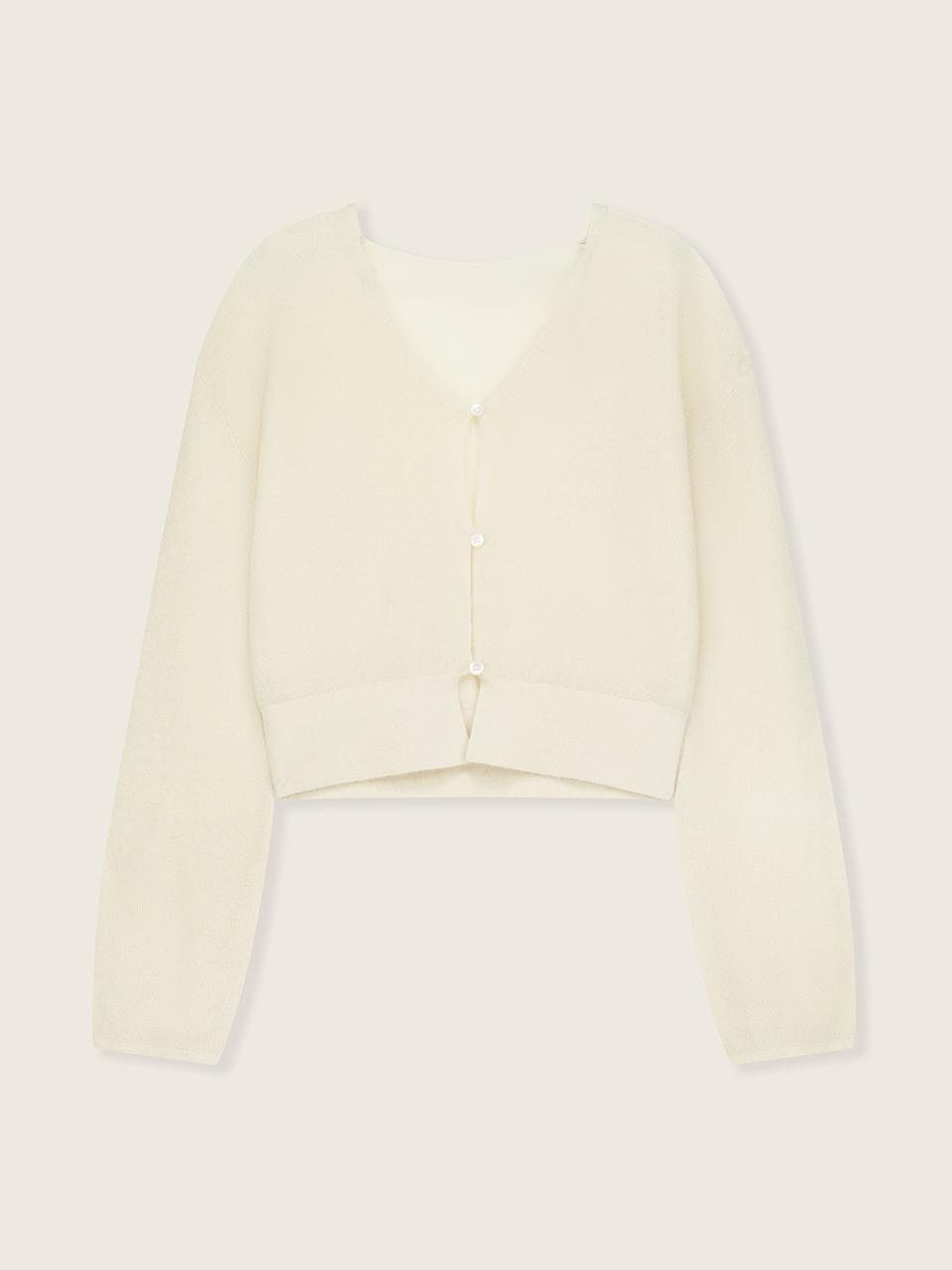 UMER Mule Mohair Cardigan (Light beige)