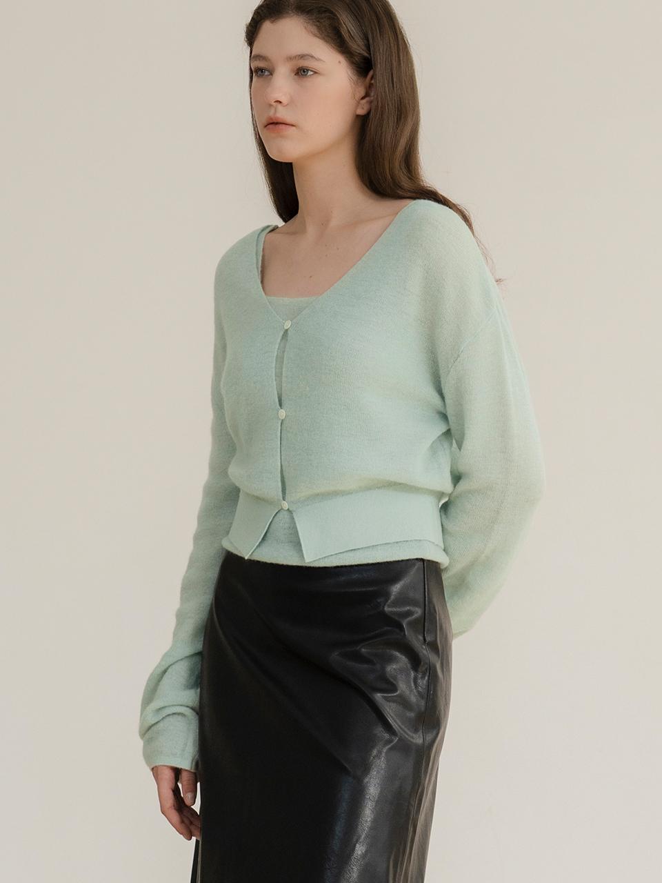 UMER Mule Mohair Cardigan (Pure Green)