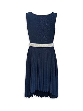 Un Deux Trois Un Deux Trois Girl's Girl's Glitter Pleated High-Low Dress