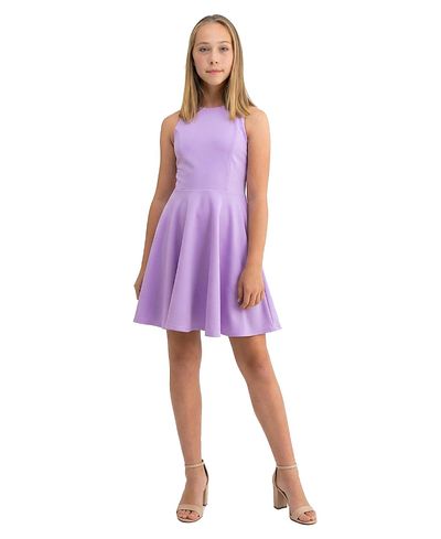 Un Deux Trois Un Deux Trois Girls' Textured Racerback Dress in Longer Length