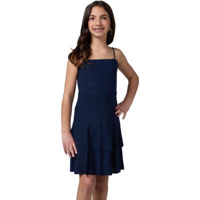 Un Deux Trois Un Deux Trois Glitter Bow Back Tiered Dress