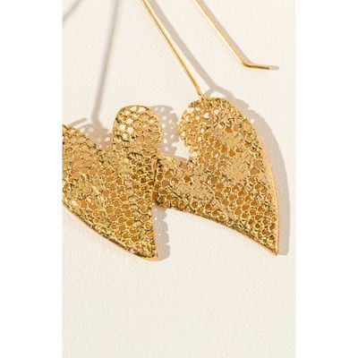 Uncommon Goods Uncommon Goods Mini Gold Dipped Lace Heart Earrings 