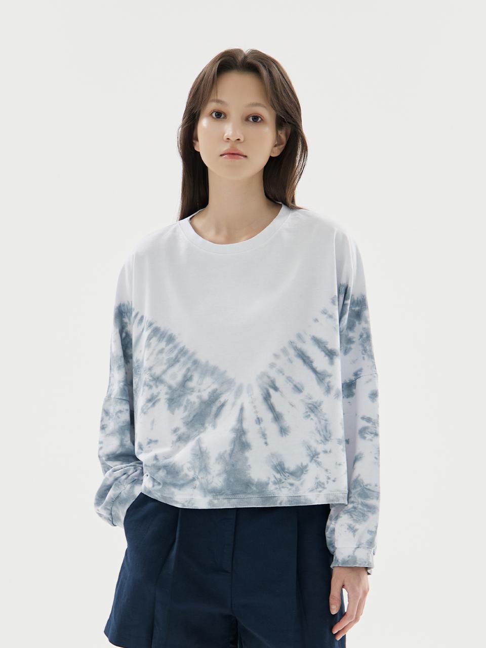 UNDEI TIE DYE OVERFIT CROP T-SHIRT [grey]