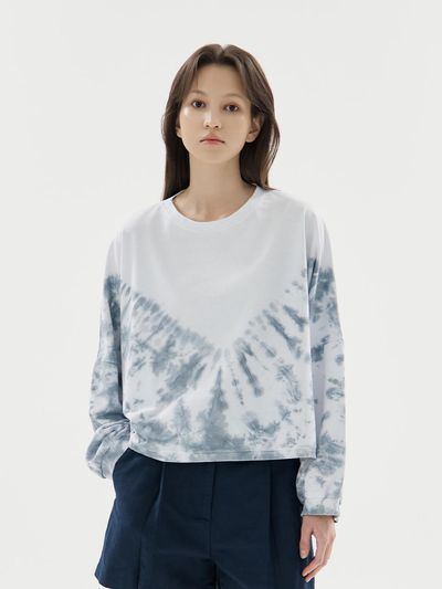 UNDEI TIE DYE OVERFIT CROP T-SHIRT [grey]