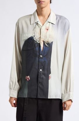 Undercover Undercover Graphic Print Long Sleeve Camp Shirt