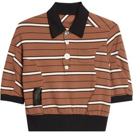 Undercover Undercover Stripe Crop Cotton Piqué Polo