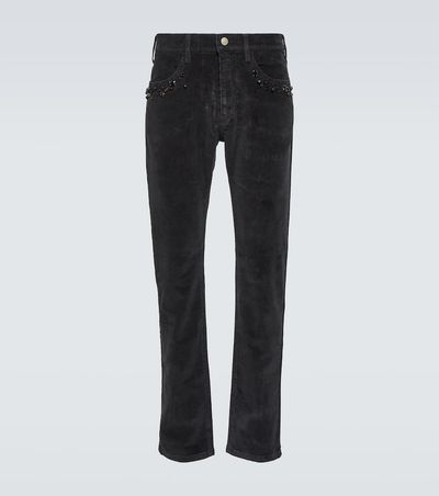 Undercover Undercover Studded cotton corduroy slim pants