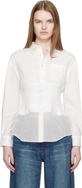 UNDERCOVER UNDERCOVER White Knit Paneled Shirt