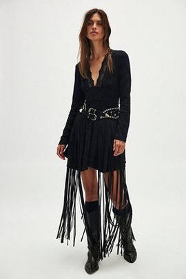 Understated Leather Paris Texas Maxi Skirt Belt