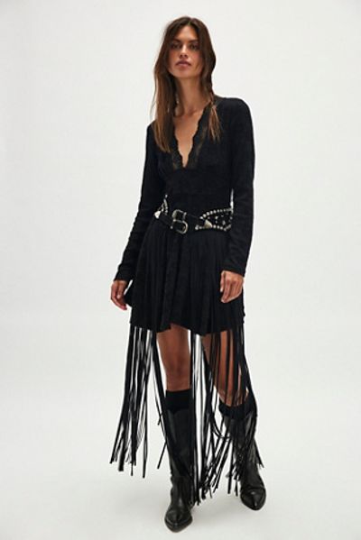 Understated Leather Paris Texas Maxi Skirt Belt