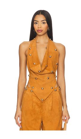 Understated Leather Understated Leather Dome Studded Halter Top