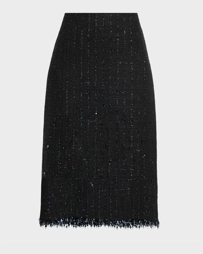 Ungaro Alma Beaded Fringe Tweed Midi Skirt