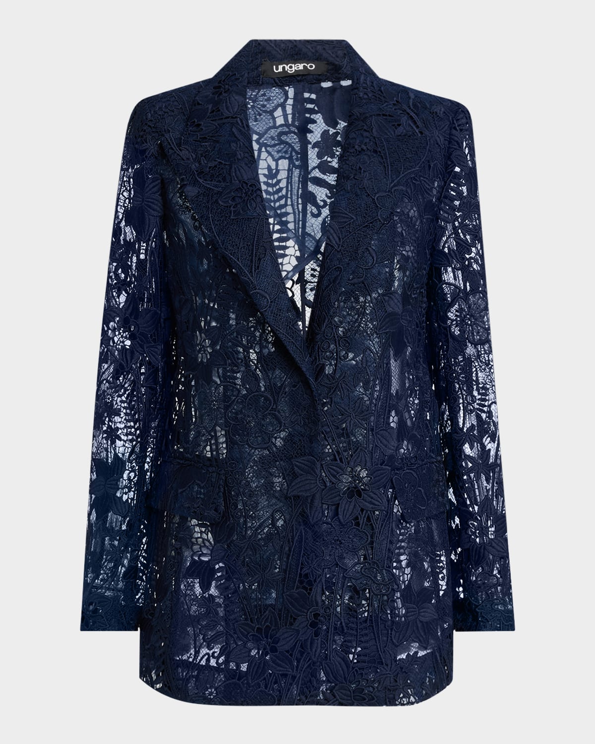 Ungaro Arya Peak-Lapel Floral Lace Jacket