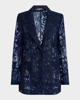 Ungaro Arya Peak-Lapel Floral Lace Jacket