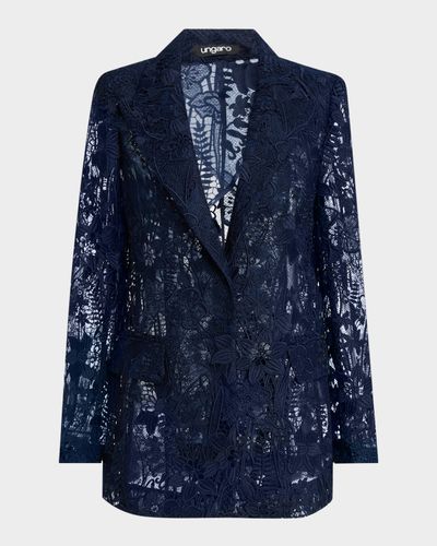 Ungaro Arya Peak-Lapel Floral Lace Jacket