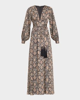 Ungaro Ava Snakeskin-Print Maxi Dress