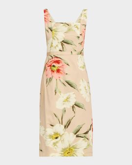 Ungaro Cyra Floral-Print Stretch Cotton Midi Sheath Dress