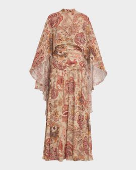 Ungaro Gretchen Floral-Print Maxi Dress with Cape