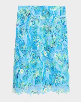 Ungaro Harlow Floral-Print Lace Midi Skirt