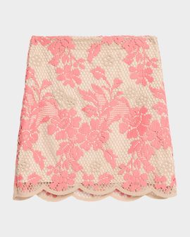 Ungaro Hunter Scalloped Floral Lace Mini Skirt