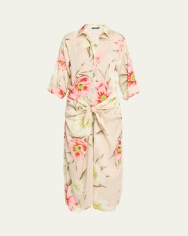 Ungaro Iris Floral-Print Maxi Shirtdress