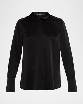 Ungaro Layne Satin Button-Front Blouse