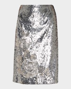 Ungaro Rachel Sequin Floral Straight Mini Skirt