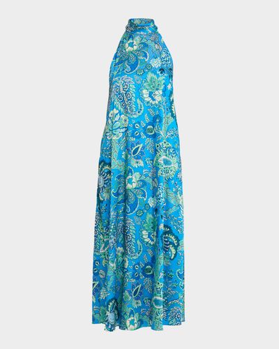 Ungaro Sabine Floral-Print Rhinestone Halter Maxi Dress