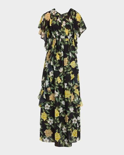 Ungaro Sylvie Ruffle Floral Chiffon Maxi Dress