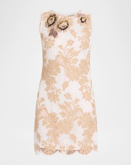 Ungaro Victoria Scalloped Lace Mini Shift Dress