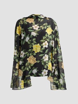 Ungaro Women's Anabella Draped Floral Chiffon Blouse