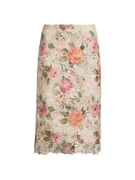 Ungaro Women's Claro Rose-Print Lace Midi-Skirt