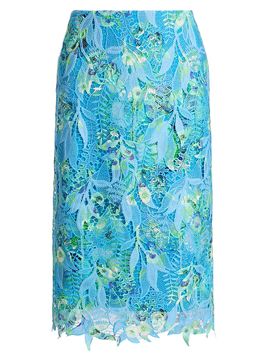 Ungaro Women's Harlow Printed Lace Midi-Skirt
