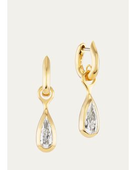 Uniform Object 18K Carriage Huggie Earrings with Pear Diamond
