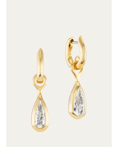 Uniform Object 18K Carriage Huggie Earrings with Pear Diamond