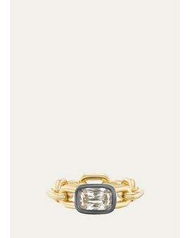 Uniform Object 18K Chain Ring with Cushion Brilliant Diamond