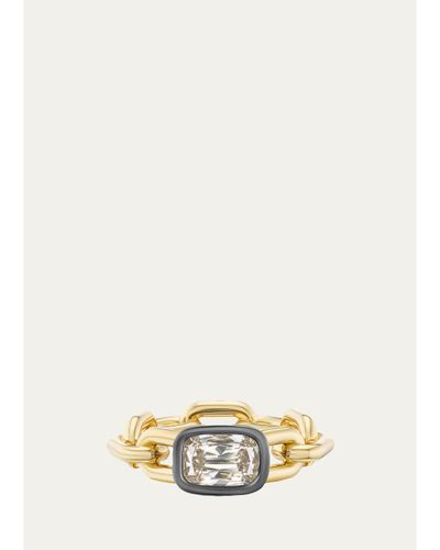 Uniform Object 18K Chain Ring with Cushion Brilliant Diamond
