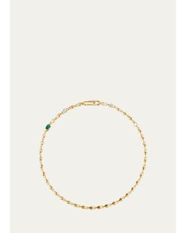 Uniform Object 18K Supernova Reflection Chain Necklace with Diamonds and Emerald