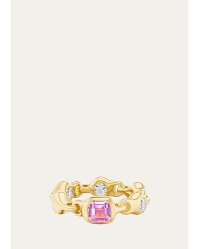 Uniform Object 18K Supernova Ring with Diamonds and Gemstone