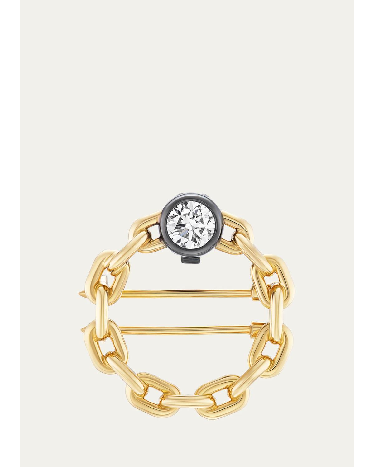 Uniform Object 18K System Chain Brooch with Diamond