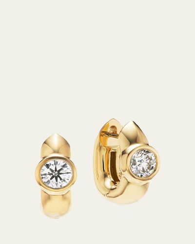 Uniform Object 18K Tusk Huggie Earrings with Diamonds
