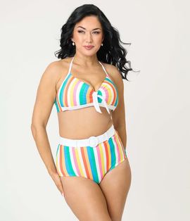 Unique Vintage Unique Vintage Bow Halter Swim Top