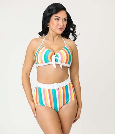 Unique Vintage Unique Vintage High Waisted Belted Redondo Swim Bottoms