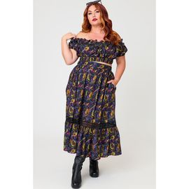 Unique Vintage Unique Vintage Plus Size 1950s Tiered Midi Skirt