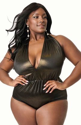 Unique Vintage Unique Vintage Plus Size Halter Derek One Piece Swimsuit
